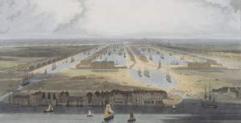 West India Trade Docks, from 'Six Views of the London Docks', 1802 (coloured aquatint) | Obraz na stenu