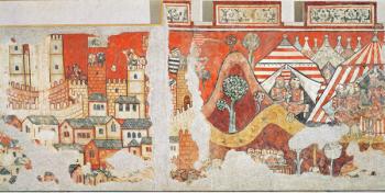 The royal camp of James I, King of Aragon during the siege of Mallorca in 1229, detail from the murals in the Palacio Aguilar, 1280 (fresco) | Obraz na stenu