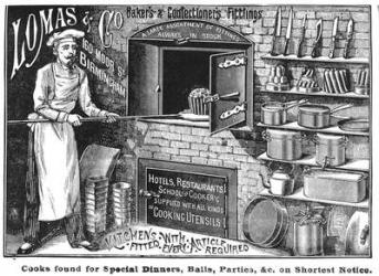 Advertisement for Lomas and Co., suppliers of kitchen equipment (engraving) (b/w photo) | Obraz na stenu