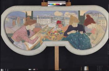 Three Women Working (oil on canvas) | Obraz na stenu