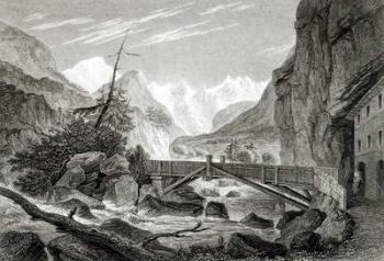 Mont Blanc from the Baths of St. Didier, engraved by C.Westwood (engraving) (b/w photo) | Obraz na stenu