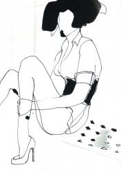 fashion, 2013, (black tush and gouache on paper) | Obraz na stenu