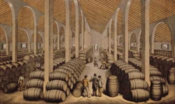 Wine Cellar at Jerez de la Frontera (colour litho) | Obraz na stenu