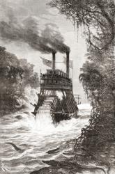 A paddle steamer in the Primera Angostura, a sound of the Strait of Magellan, Chile (engraving) | Obraz na stenu