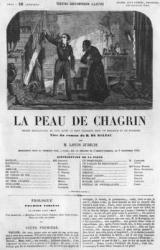 Raphael de Valentin and the shopkeeper, illustration from 'La Peau de Chagrin', drama adapted from the novel by Honore de Balzac (1799-1850) (engraving) (b/w photo) | Obraz na stenu