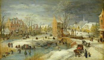 Village in Winter (oil on oak) | Obraz na stenu