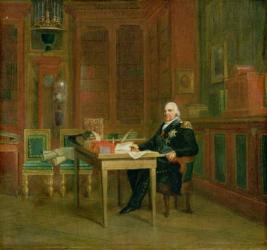 Louis XVIII (1755-1824) in his Study at the Tuileries (oil on canvas) | Obraz na stenu