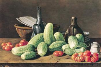 Still Life with Cucumbers and Tomatoes (oil on canvas) | Obraz na stenu