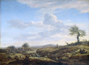 Hilly Landscape with a High Road, 1660-70 (oil on panel) | Obraz na stenu