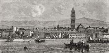 Split, Croatia, from 'El Mundo en la Mano', published 1878 (litho) | Obraz na stenu