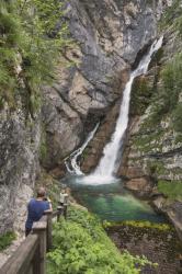 Savica waterfalls which feed into Lake Bohinj, Triglav National Park, Slovenia. (photo) | Obraz na stenu