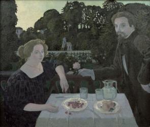 Marthe (1871-1919) and Maurice Denis (1870-1943) at Dusk, or The Dessert in the Garden, 1897 (oil on canvas) | Obraz na stenu