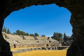 The amphitheatre, Roman city of Italica, near Santiponce, Seville Province, Andalusia, Spain (photo) | Obraz na stenu