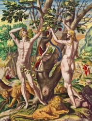 Admiranta Narratio.... Adam and Eve (page 40), 1585-1588 (colour engraving) | Obraz na stenu