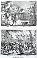 Edward Lowe and his companions setting fire to the inn on Aldersgate Street and plundering the houses, May 16th 1790 (engraving) | Obraz na stenu