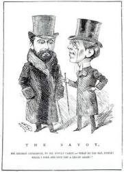 George Grossmith Jnr. and Richard D'Oyly Carte at 'The Savoy', published in 'The Entr'acte', March 31st 1894 (engraving) | Obraz na stenu