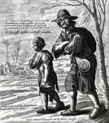 Beggars, illustration from Jacques Lagniet's 'Recueil des plus Illustres Proverbes' 1657-63 (engraving) | Obraz na stenu