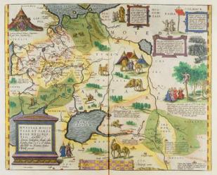 Map of the Russian Empire, 1588 (hand coloured engraving) | Obraz na stenu