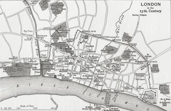 Plan of London in the 13th century, from 'A Short History of the English People' by J. R. Green, published 1893 (litho) | Obraz na stenu