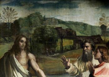 Christ's Charge to St. Peter (cartoon for the Sistine Chapel) (pre restoration) (detail of 33707) | Obraz na stenu