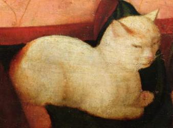 A white cat, detail from 'Four People Laughing at the Sight of a Cat' (oil on canvas) (detail of 221426) | Obraz na stenu