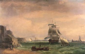 Men-O'-War and Small Craft at Portsmouth Harbour, late 18th or early 19th century (oil on canvas) | Obraz na stenu