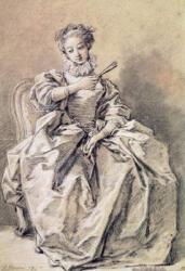 Woman in Spanish Costume (charcoal & white chalk on paper) | Obraz na stenu