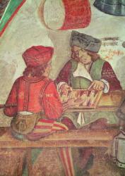 Interior of an Inn, detail of backgammon players (fresco) | Obraz na stenu