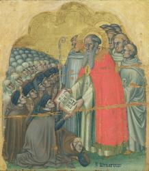 St. Bernard Tolomeo (1272-1348) giving the Rule to his Order (tempera on canvas) | Obraz na stenu