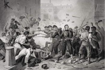 Massachusetts militia passing through Baltimore, Pennsylvania, 1861 (litho) | Obraz na stenu