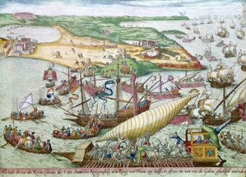 The Siege of Tunis or La Goulette by Charles V in 1535 (engraving) | Obraz na stenu