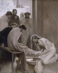 Jesus Washing the Feet of his Disciples, 1898 (oil and grisaille on paper) | Obraz na stenu