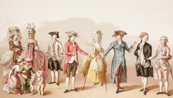 French Men's Fashions during the reign of Louis XVI, 1875 (colour litho) | Obraz na stenu