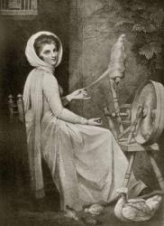 Lady Hamilton as The Spinster, engraved by Thomas Cheesman, from 'The Print-Collector's Handbook' by Alfred Whitman, published by George Bell & Sons, 1901 (litho) | Obraz na stenu