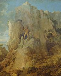 Landscape with Hercules and Cacus, c.1656 (oil on canvas) (detail of 205776) | Obraz na stenu
