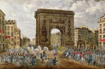 Procession of Pope Pius VII (1742-1823) in Paris, 28th November 1804 (coloured engraving) | Obraz na stenu