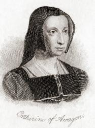 Catherine of Aragon, 1485  1536. Queen of England as the first wife of King Henry VIII. From Crabb's Historical Dictionary, published 1825. | Obraz na stenu