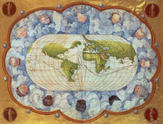 Map tracing Magellan's world voyage, once owned by Charles V, 1545 (vellum) (see also 63417) | Obraz na stenu
