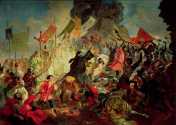 King Stephan IV Batory besieging Pskov in 1581 (oil on canvas) | Obraz na stenu