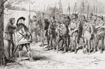 A scene from William Shakespeare's play 'King Henry IV', Part 1, Act IV, Scene 2, Falstaff's ragged regiment, from 'The Works of William Shakespeare', published 1896 (engraving) | Obraz na stenu