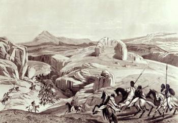 Wadela Plateau (Abyssinian Horsemen), engraved by J.Ferguson (lithograph) (b/w photo) | Obraz na stenu