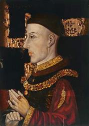 Portrait of Henry V (1387-1422) (during restoration) (oil on panel) (see 99913) | Obraz na stenu