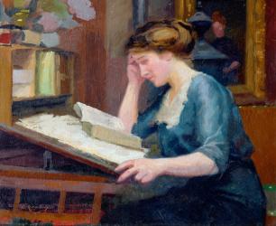 Reading (oil on canvas) | Obraz na stenu