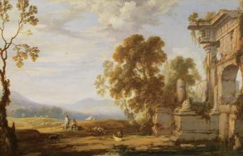 Landscape with ruins (oil on canvas) | Obraz na stenu