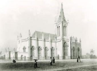 Trinity church, Port of Spain (engraving) (b/w photo) | Obraz na stenu