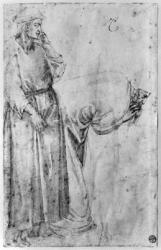 Two figures (pen & ink on paper) (b/w photo) | Obraz na stenu