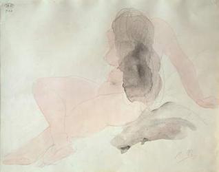 Seated Nude with Dishevelled Hair (w/c on paper) | Obraz na stenu