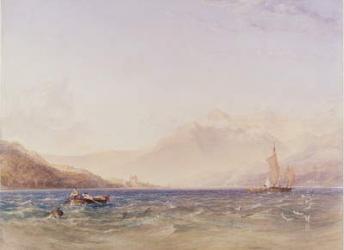 The Head of Loch Fyne, with Dindarra Castle, 1850 (w/c, bodycolour over graphite on paper) | Obraz na stenu
