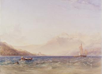 The Head of Loch Fyne, with Dindarra Castle, 1850 (w/c, bodycolour over graphite on paper) | Obraz na stenu