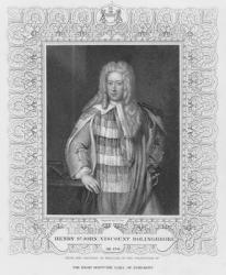 Portrait of Henry St. John Viscount Bolingbroke (engraving) (b/w photo) | Obraz na stenu